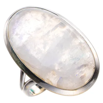 

StarGems Natural Rainbow Moonstone Handmade 925 Sterling Silver Ring 7.25 D4602