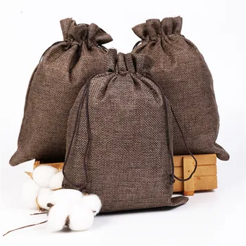

10pcs/lot 17*22CM Home Storage Burlap Bag Linen Jute Drawstring Gift Bags Sacks Wedding Birthday Party Gift Bags