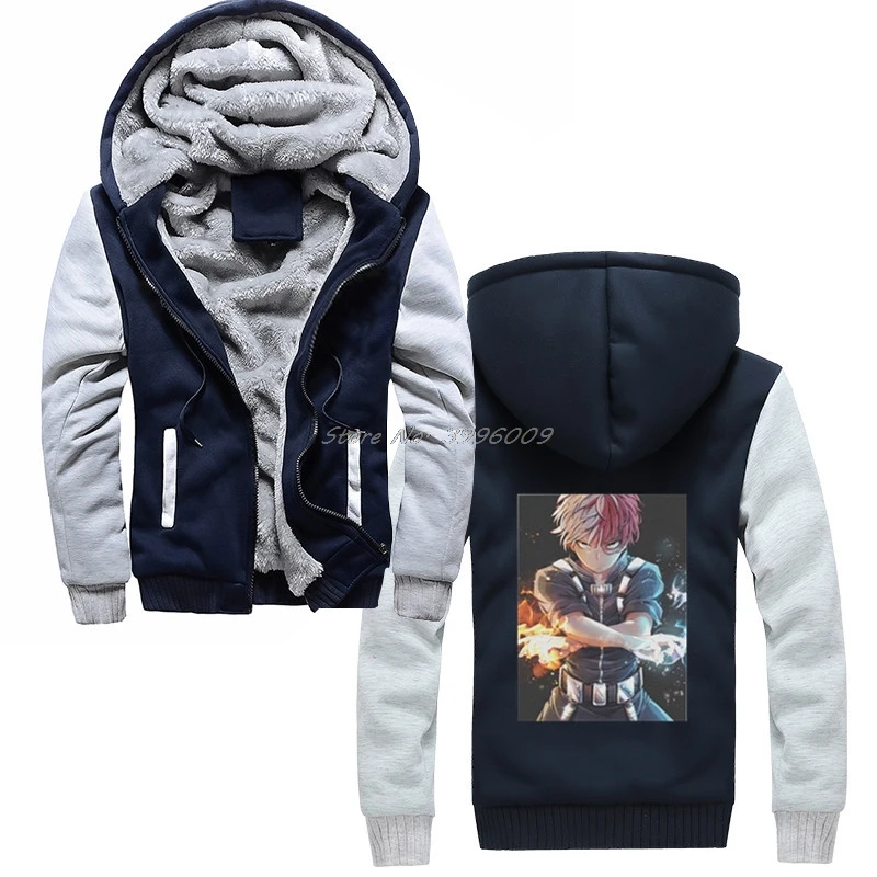 Мужские толстовки Todoroki Bnha My Hero Academy, потрясающие зимние Утепленные толстовки, уличная одежда