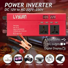 DC12v to AC 220V  3000W Car Power Inverter Charger 4USB EU Plug Power Inversor Converter Charger  Adapter Solar Auto Accessories