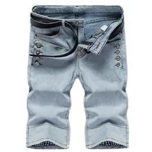 Летние модные новые мужские повседневные изысканные прямые джинсовые шорты с пуговицами/мужские прямые узкие ковбойские шорты со средней посадкой