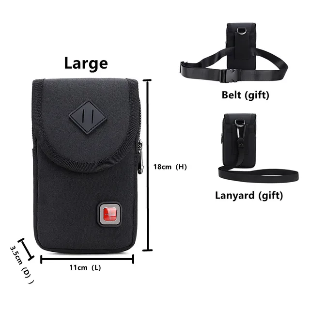 JANGEAR Men Waist Packs Cell Phone Fanny Pack Waterproof Bum Hip Belt Bag Zipper Pouch Purse Small Pockets For Men Hang Around Black large