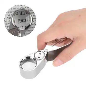 

40X Magnifier 2pcs LED Light 1 UV Light Foldable Portable Eye Loupe Magnifying Glass Jewelry Making Processing Tool for Jewelers