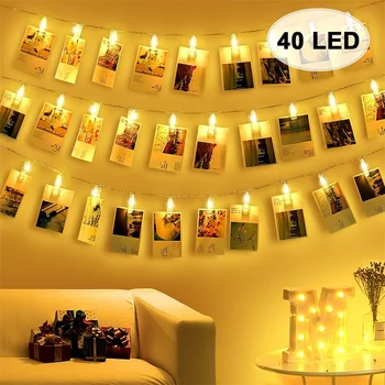 

LED String Lights Card Photo Clip Crystal Festival Led Fairy Lights for Home New Year Party Decoration Holiday Lamp Night Light