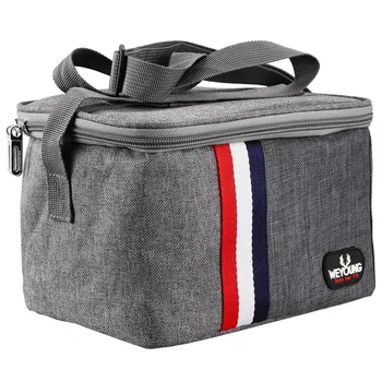 

ASDS-WEYOUNG Portable Insulation Bag, Aluminum Foil Striped Lunch Bag, Picnic Insulation Bag For Student,1Pcs,Gray