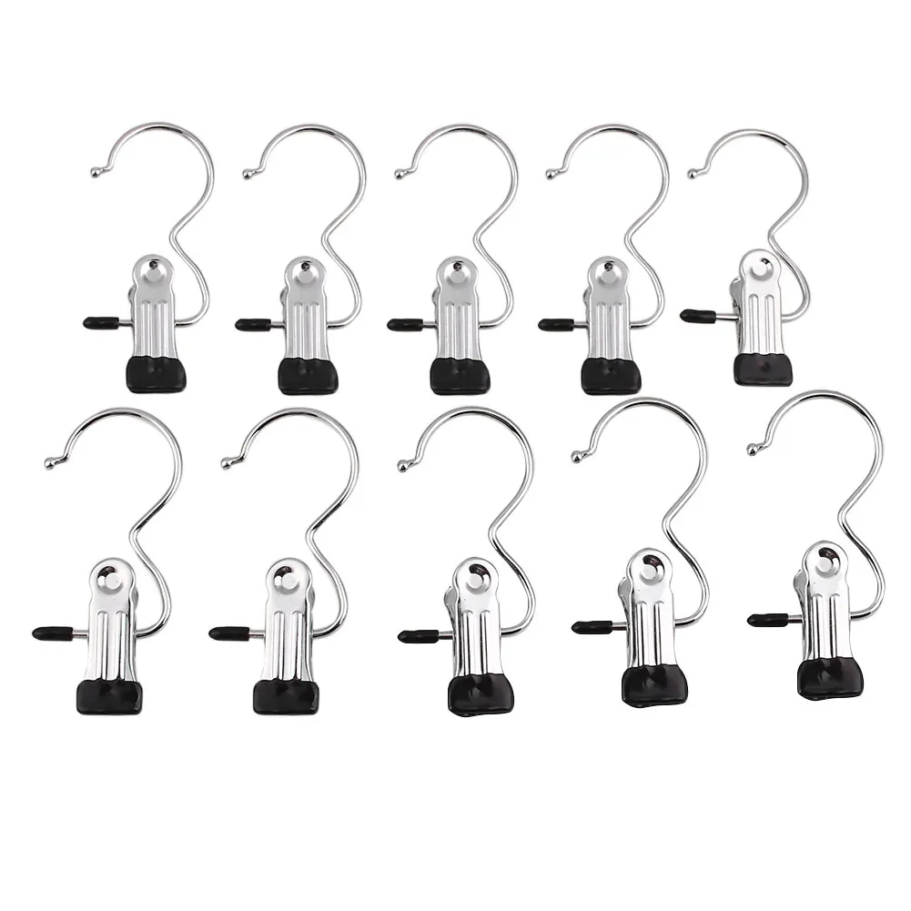 SOLEDI Wall Hooks Stainelss Steel 10pcs Hanger Hooks for Hanging Laundry Clip Shoes Boot Clothes