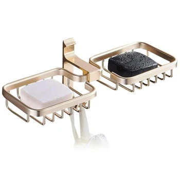 

No Drilling Metal Soap Holder Holder Wall Mounted Soap Shelf Holder Space Aluminum Holders for Bathroom- Rust Proof