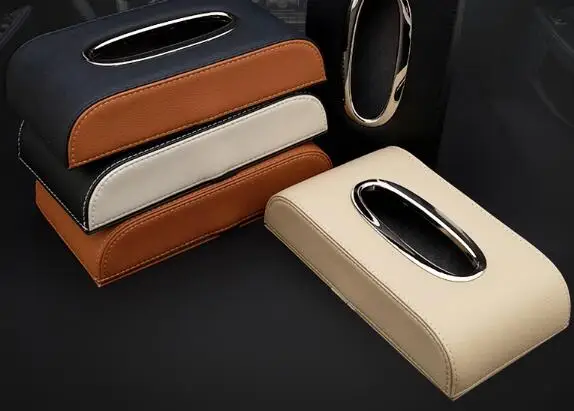Коробка для салфеток из искусственной кожи, автомобильный держатель для салфеток, коробка для хранения, универсальные аксессуары для автомобильных сидений