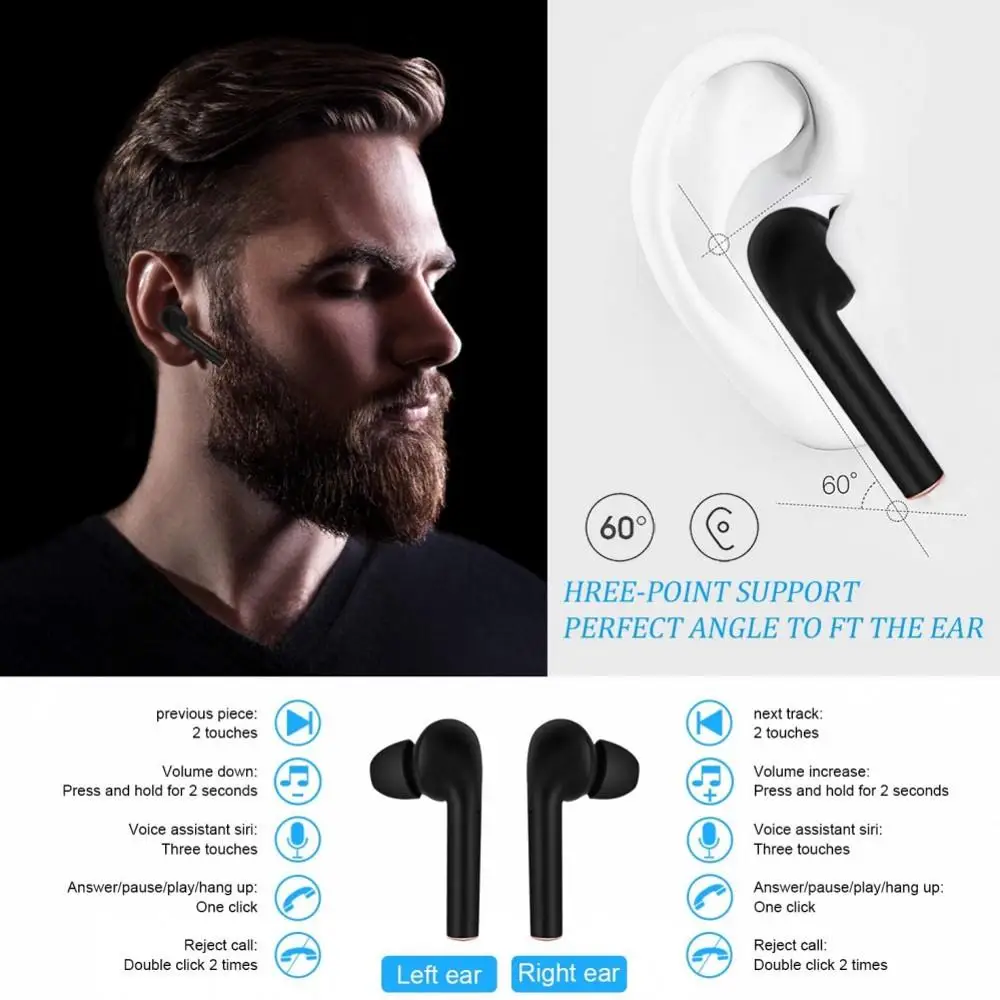 TWS Wireless Earphones Bluetooth 5 0 Headphones IPX7 Waterproof Earbuds LED Display HD Stereo Built in Mic for Xiaomi iPhone