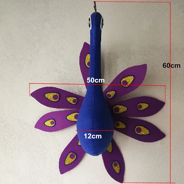 Животные Лебедь тигра льва панды голова настенное крепление Мягкие плюшевые игрушки украшения спальни Войлок художественные настенные подвесные куклы реквизит для фотосессии - Цвет: peafowl