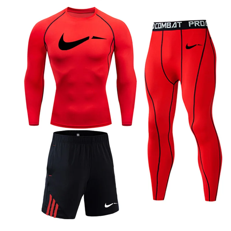 Thermal Underwear For Men Male Thermo Clothes compression set Thermal Tights Winter Long leggings rashgard suit Quick Dry - Color: 3-piece set25