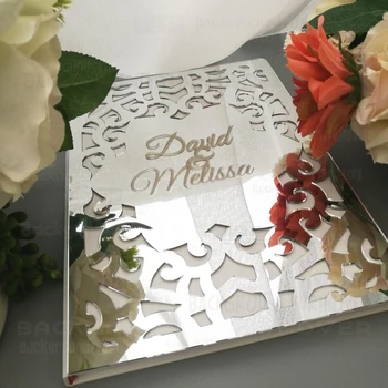 

Custom Wedding Album Signature Guest Book White Blank Pages Openwork pattern Check in Books Party Decor Favors 26X19cm G004