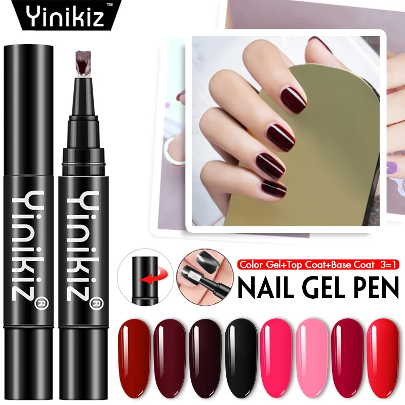 

Yinikiz Long Lasting Manicure Beauty Gel Nude Color One Step Painting Brush Nail Gel Polish Pen 8 Colors