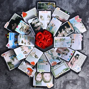

Creative Surprise Explosion Photo Album Bomb Box DIY Scrapbook Hexagonal Love Note Exploding Box Birthday Valentine's day Gift