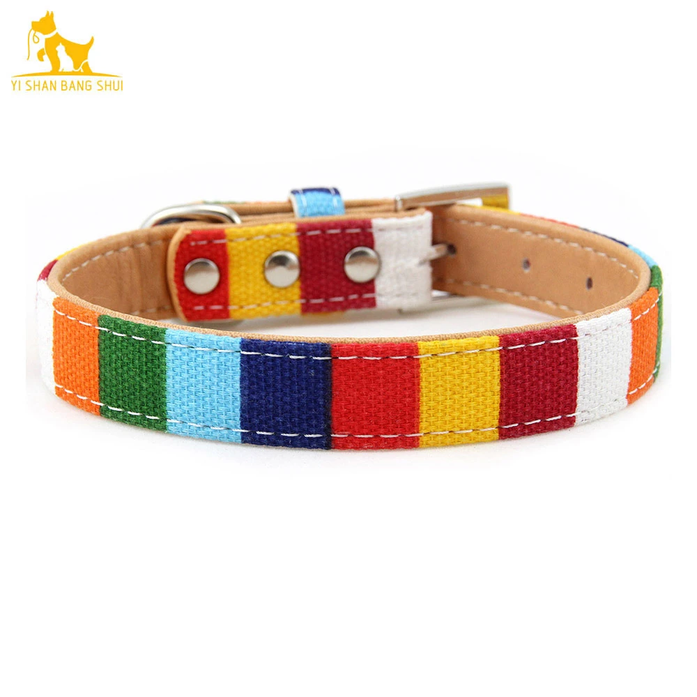 Striscia Colorata Collare Di Cane Di Cuoio Imbottito Puppy Neck Strap Collari Per Piccolo Medio Grande Cane Gatto Accessori Pitbull Bulldog