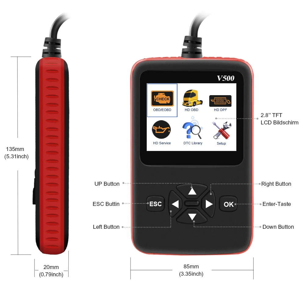 Новинка, диагностический сканер для автомобилей/грузовиков V500 obd2, диагностический инструмент для тяжелых грузовиков, считыватель кодов, автоматический сканер V500, диагностический сканер для грузовиков