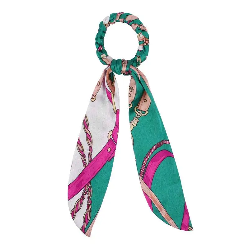 48 Floral Print Elastic Knot Ribbon Scrunchies Women Vintage Big Bow Fabric Hair Ties Girls Satin Hair Accessories Soft Hairbands - Цвет: 48