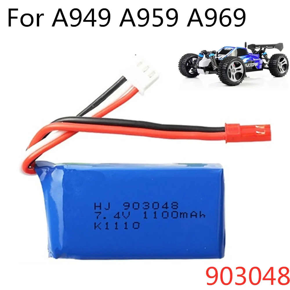 7.4V 1100mAh 25C Lipo Battery for Wltoys V353 A949 A959 A969 A979 K929 RC Toys