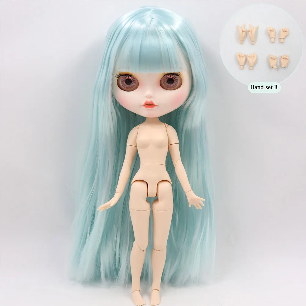 like the picture Ледяной обнаженный Blyth кукла No. BL6909 голубые волосы резные губы открытый рот матовая индивидуальные лица сустава тела 1/6 bjd - Цвет: like the picture