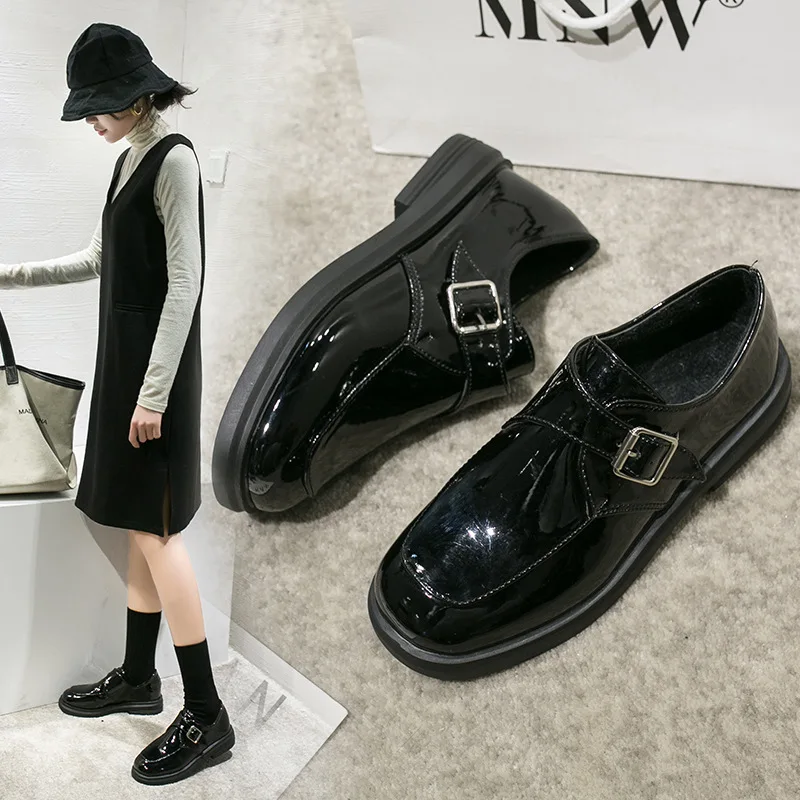 

Loafers Women's 2019 Spring New Style Slip-on CHIC Retro Small Leather Shoes Women's British-Style Versatile Flat Keel Thin Shoe