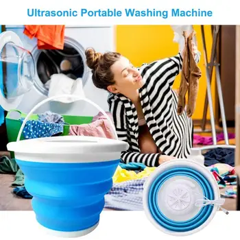 

Portable Mini Washing Machine Ultrasonic Turbine Washing Machine Foldable Bucket Shape Laundry Clothes Washer for Home Travel