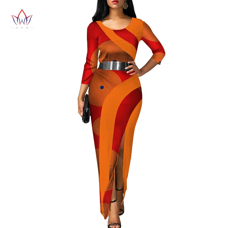 Vestidos африканские женские платья новая мода элегантная африканская одежда Дашики размера плюс сексуальные вечерние платья WY3120 - Цвет: 4