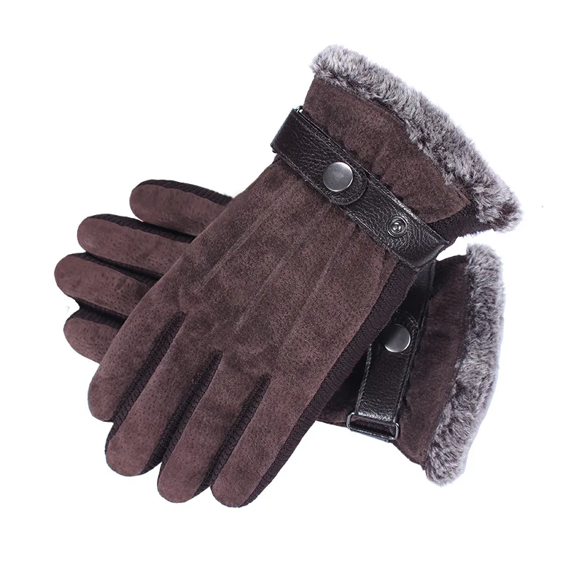 A 7D Brown Кожаные перчатки, перчатки для меня, зимние, бархатные, толстые, теплые, для езды на мотоцикле, электромобиле, Нескользящие, для катания на лыжах, свиная кожа, M185 - Цвет: A 7D Brown