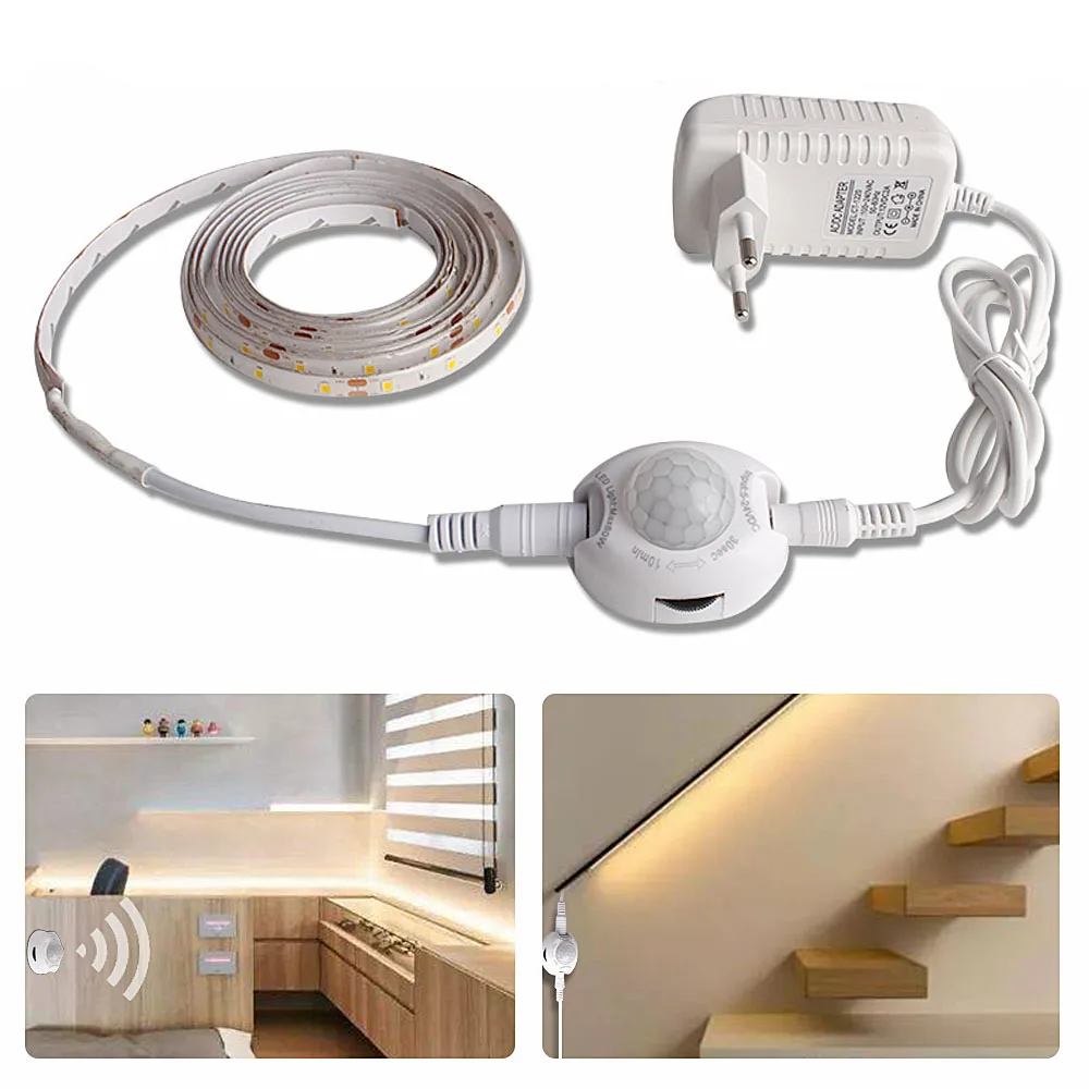 

LED Strip 12V Night Light Motion Sensor LED Light White LED Ribbon Waterproof Under Cabinet Light for Halloween Christmas Light