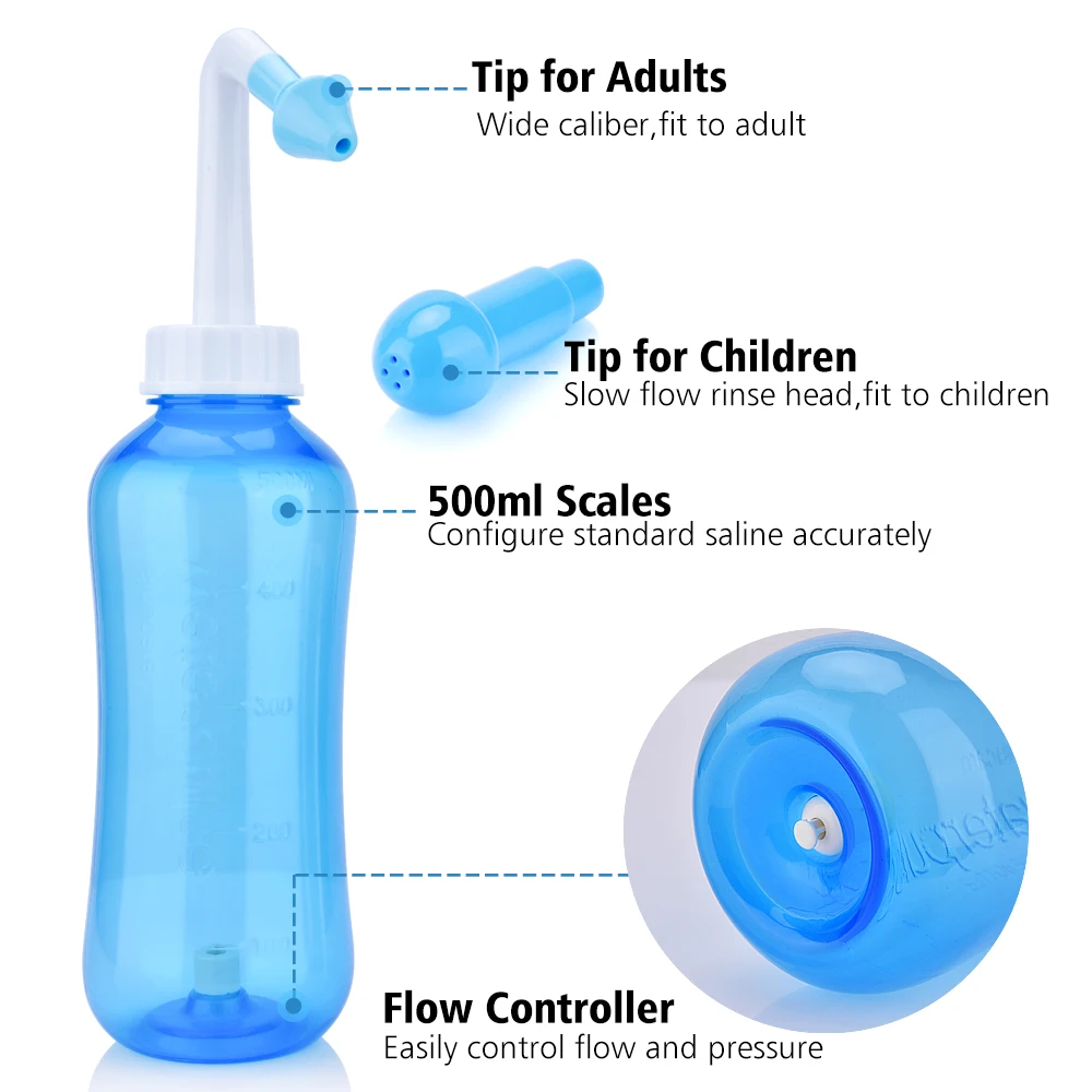 300ML Nasal Wash Neti Pot Nose Cleaner Bottle Adults Children Nasal Irrigator Nasal Wash Avoid Allergic Rhinitis Nose Care