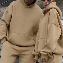 

Women's casual sweater suit 2021 super Dalian hat sweater plus loose trousers autumn and winter new warm fleece suit unisex