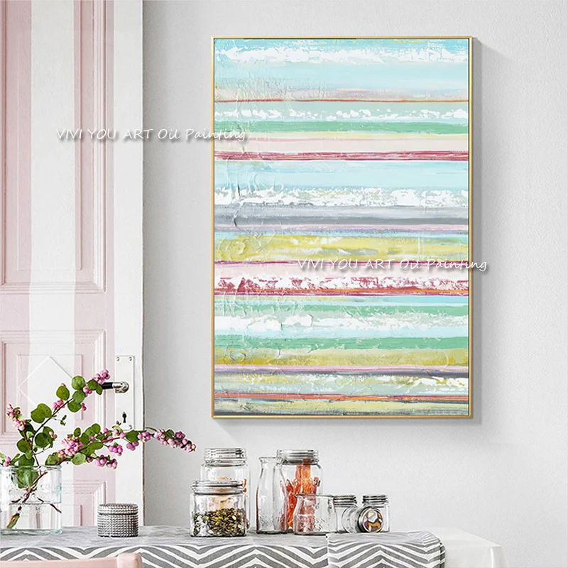 

Nordic Modern Light Green Watercolor Abstract Oil Painting Living Room Handmade Decorative Painting picture Canvas Art Poster
