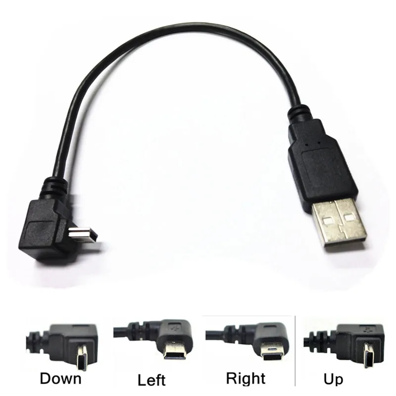 USB кабель для передачи данных A папа-мини-usb B 5Pin папа 90 градусов вверх/вниз/влево/вправо Угол адаптер зарядный кабель синхронизации 0,25 м 1,5 м 3M