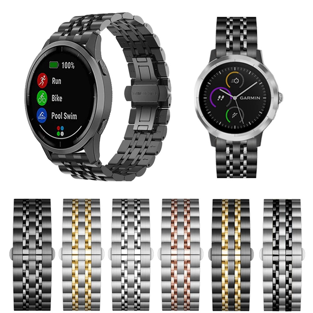 Металлический классический ремешок для Garmin Vivoactive 4 3/Vivomove HR браслет из