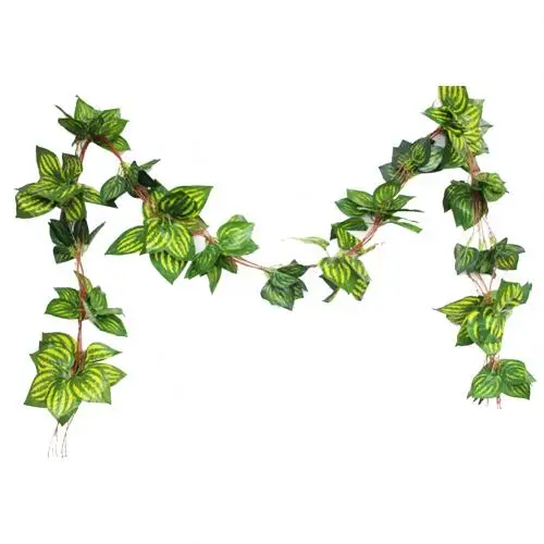 5Pcs Artificial Maple Grape Leaf Vine Plant DIY Party Home Wedding Garden Wall Decor - Color: Watermelon Leaf