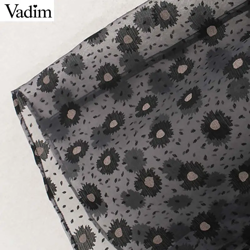 Vadim, Женская юбка миди с цветочным узором, faldas mujer, эластичная талия, боковая молния, женские стильные повседневные трапециевидные юбки BA891