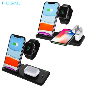 

QI 15W Fast Charge 4 In 1 Wireless Charger For iPhone 11 XS XR X 8 Qi Charging Dock Stand for Apple Watch 5 4 3 2 1 Airpods Pro