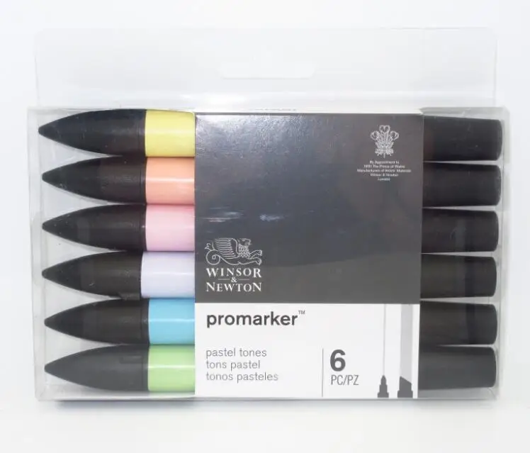 Winsor& Newton Promarker набор художественных маркеров 6 шт. стиль - Цвет: 6 Pastel Tones