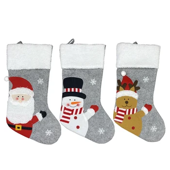 

Christmas Stocking Large Xmas Stocking Non-woven Fabric Wool Plush Faux Fur Cuff for Christmas and Family Party Decoration
