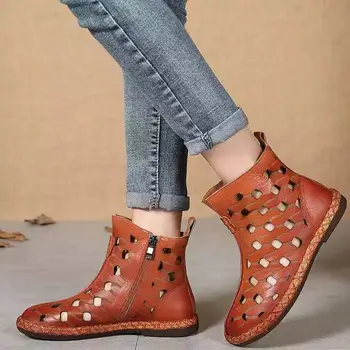 

Summer Spring Women Sandals Boots Platform Flat Ankle Hole hole 2020 Fashion ZIP hollow Ladies Shoes