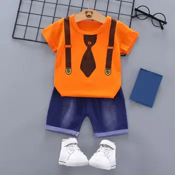 

Summer new baby boy clothing sets cute round neck printed short-sleeved boy T-shirt + shorts 2 piece set