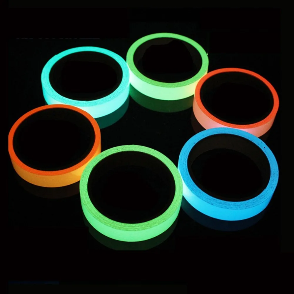 Cinta adhesiva de seguridad que brilla en la oscuridad, cinta luminosa extraíble fluorescente autoadhesiva de advertencia de 1CM-5CM de ancho, verde/azul/naranja