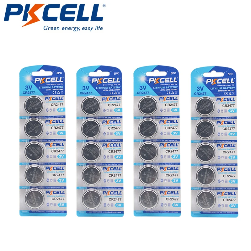 20 шт./4 карты PKCELL CR2477 3 в литиевые батареи DL2477 ECR2477 LM2477 KCR2477 CR 2477 Кнопочная батарея