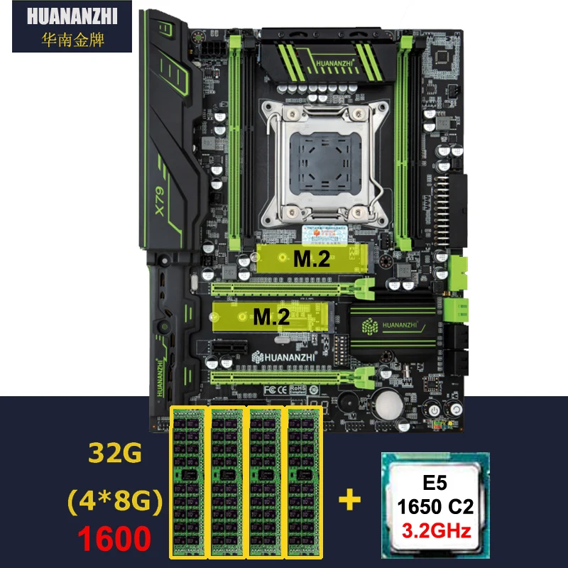 Скидка материнская плата с двойным M.2 слотом huanzhi X79 процессором Intel Xeon E5 1650 3 2 ГГц
