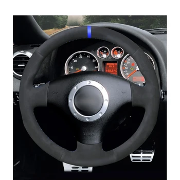 

Blue Marker Black Suede Steering Wheel Cover for Audi A2 8Z A3 8L Sportback A4 B6 Avant A6 C5 A8 D2 TT 8N S3 S4 RS 4 RS
