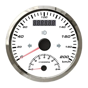 

85mm GPS Speedometer 200km/h 200MPH Tachometer 0-8000 RPM Left Right High Beam Over Speed Alarm with GPS Antenna