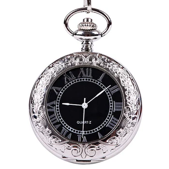 

Top luxury mechanical pocket watches Stainless Steel Men Fashion Casual Pocket Watch Skeleton dial Silver Hand Wind Mechanical