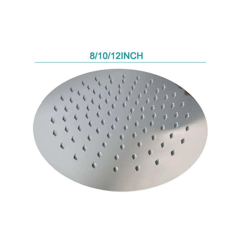 Overhead Shower Arm Head Shower Chrome Plated Big Square Round SUS304 Stainless Steel Modern Indoor Outdoor