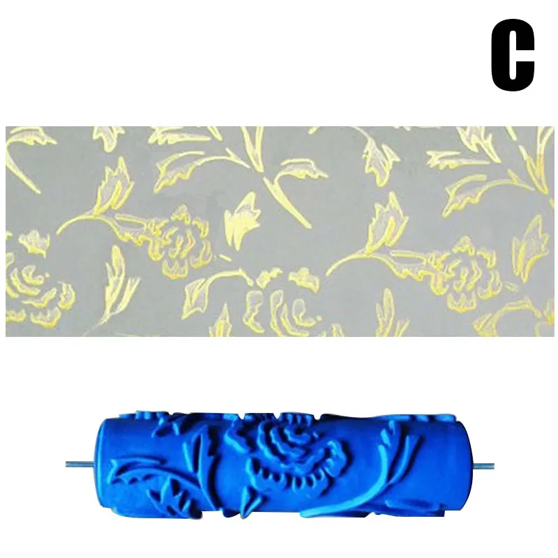 large paint roller 7 Inch Rubber Printing Pattern Roller Wall Paint Rubber Roller Embossed Flower Pattern DIY Sleeve Decorative Texture sponge paint roller Paint Tools