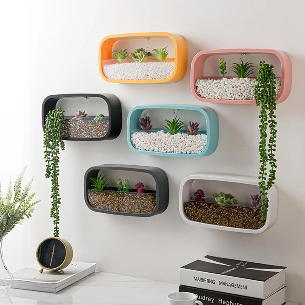 Nordic Style Wall Decoration Plant Pot Eco-friendly Wear Plastic Wall Hanging Flower Pot for Home Artificial Flower Container