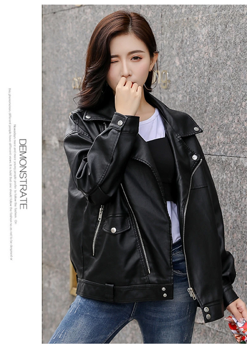 Sungtin Новая модная женская классическая Куртка из искусственной кожи осенне-зимнее Свободное пальто Женская мотоциклетная куртка панк уличная